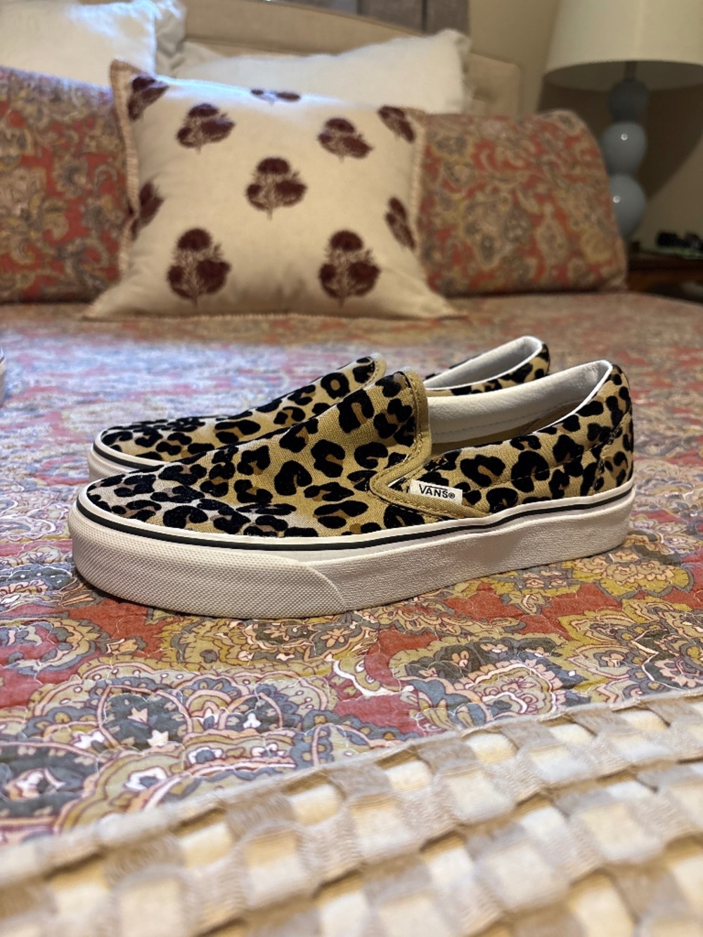 Vans leopard print slip on sneakers